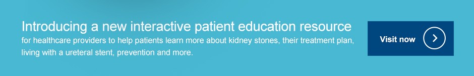 Introducing a new interactive patient education resource  for healthcare providers to help patients learn more about kidney stones, their treatment plan, living with a ureteral stent, prevention and more.  